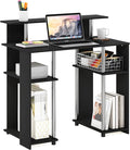 Furinno Jaya Simple Design Computer Writing Desk Americano/Stainless Steel 20.3 (D) x 35.6(W) x 35.7 (H) inches.