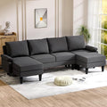 FONTOI U Shaped Sectional Couch Convertible Modular Sectional Sofa with Chaise &amp Ottomans Modern 6 Seat U Shaped Couches for Living Room Apartment Grey