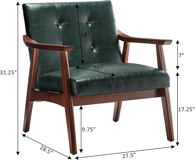 Convenience Concepts Take a Seat Natalie Accent Chair 28.5 L x 27.5 W x 31 H Hunter Green Faux Leather/Espresso