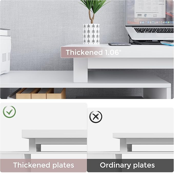Home Office Computer Desk Corner Desk with 3 Drawers and 2 Shelves 53-inch L-Shaped Study Desk with Storage White