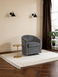 Corduroy Swivel Chair with U-Shaped Back 360° Rotating Accent Chair Fully Assembled Modern Barrel Chair for Living Room Bedroom Reading Nookc (Dark Grey)