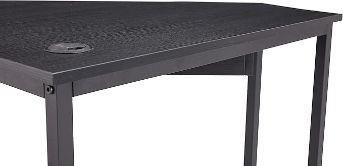 Triangle Computer DeskCorner Desk with Smooth Keyboard Tray&amp Storage ShelvesCompact Home OfficeSmall Desk with Sturdy Steel Frame As Workstation for Small SpaceBlack28.34''L 24''W 30.11''H