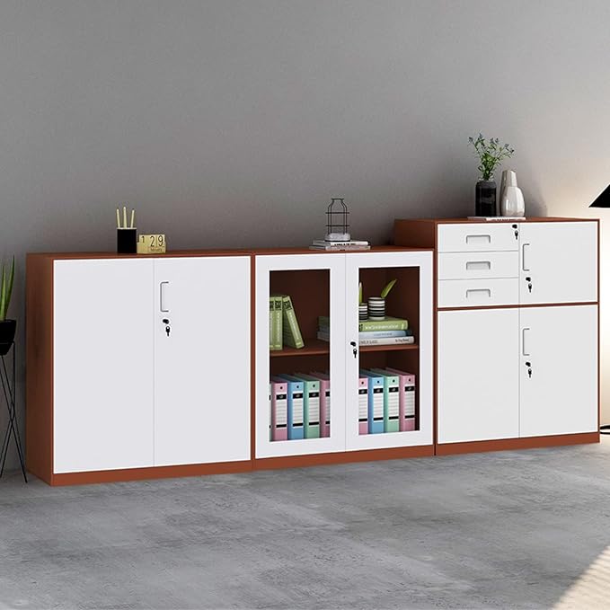 HASMI Filing Cabinet Metal Cabinet File Cabinet Low Cabinet Office Data File Activity Storage Three Drawer Cabinet with Lock Cabinet Storage Cabinet (Size : 1)