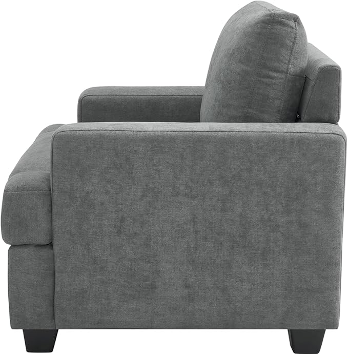 AC Pacific Thomas Armchair Comfortable Sofa Chair with Fabric Upholstery Plush Cushions Sturdy Wooden Frame Contemporary Living Room Furniture for Home or Apartment Grey