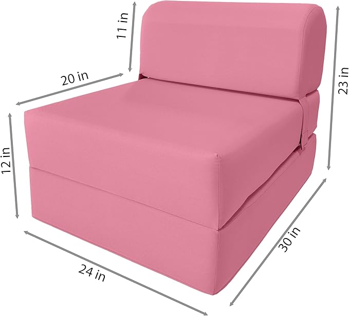 D&ampD Futon Furniture Sleeper Chair Folding Bed Studio Sofa Guest Folded Mattress High Density Foam (70 x 24 x 6 Pink)
