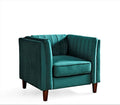 Container Furniture Modern Luxury Velvet Chair for Living Room with High Density Foam Soft Fabric Upholstery Removable Cushions and Solid Wood Legs 36.6'' Wide Armchair Green