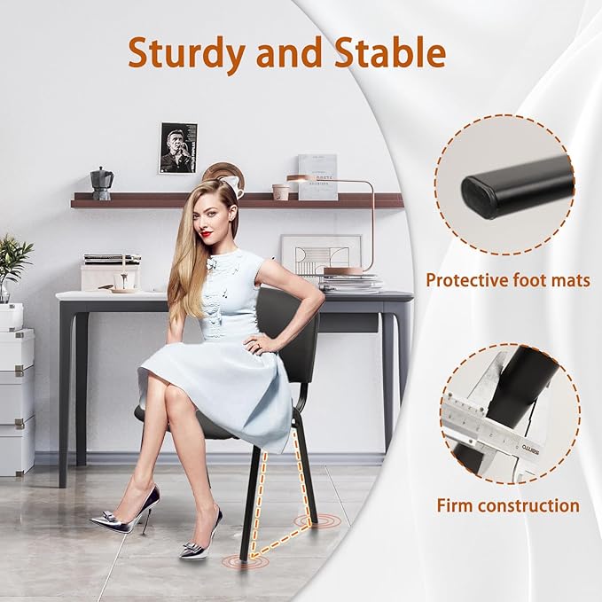 CLATINA Stacking Waiting Room Chairs PU Leather Armless Office Guest Chair with Metal Frames Stackable Conference Room Chairs No Wheels for Reception Lobby Side Meeting Training School Black