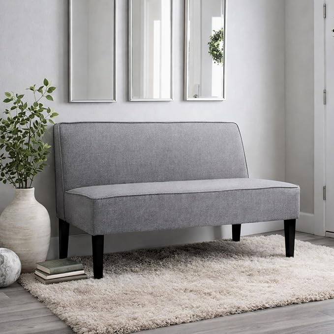 50'' Loveseat Sofa Modern Two-Seater Compact Upholstered Sofa for Small Space Bedroom Hallway Bench Grey.