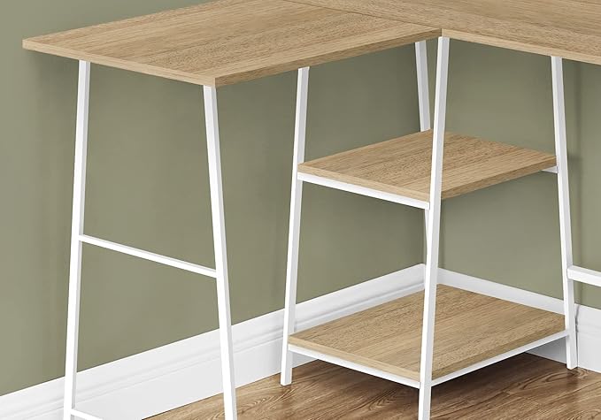 Industrial Corner Computer Desk 2 Open Shelves Home Office Writing Desk with Natural Laminate Top 48 L Home Office Furniture
