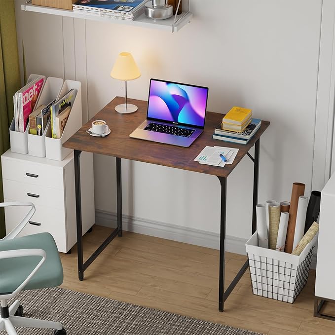 FDW 32 inches Office Small Computer Desk/Home Office Desk/Study Student Writing Desk/Modern Simple Style DeskBrown
