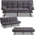 MUUEGM Futon Sofa Bed Couch Memory Foam Futon Convertible Couch Bed SleeperModern Love Seat Daybed Sofa for Living RoomSmall SpaceOffice71Adjustable Backrests ArmrestsGrey