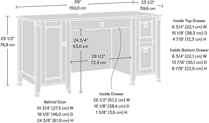 Sauder Carson Forge Rustic Vintage Computer Desk with Drawers Storage in Washington Cherry finish