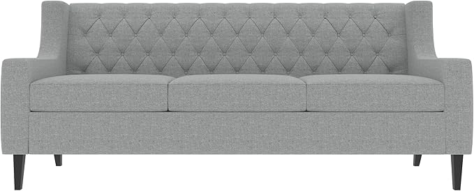 GDFStudio 78.75 3-Seater Sofa Button Tufted Backrest Big Comfy Couch with Plush Cushions Mid Century Modern Couches Home Living Room Sofa Upholstered Sofas &amp Couches for Apartment Bedroom Gre