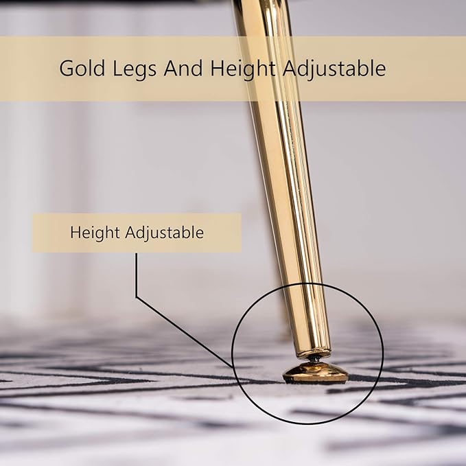 Modern Ergonomics Soft Velvet Fabric Material Accent Chair with Gold Legs and Adjustable Feet Screws for Indoor Home Living RoomCoffee Brown