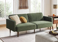 mopio 76.4 Futon Sofa Bed Couch Loveseat Sleeper Sofa Mid Century Modern Futon Couch Sofa Cama Couches for Living Room (Olive Green Premium Velvet)