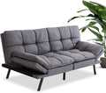 QAIIOO Futon Sofa Bed Memory Foam Sleeper Sofa Convertible Sofa Bed with Adjustable Armrests and Backrest Modern Futon Couch for Small Space Living Room Office Grey
