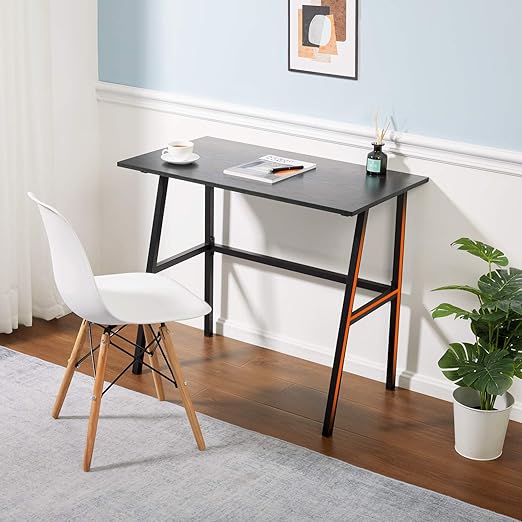 Alecono Small Computer Desk 35'' Kids Writing Desk for Small Space Simple Home Workstation Office Tiny Desk Student Study PC Gaming Table with Metal Frame for Bedroom Black (X002EYTOCB)