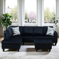 Sectional Couches for Living Room Furniture Sets 4 Seat L Shaped Couches with Ottoman Modular Sectional Sofa for Apartment Furniture Sets Dark Blue