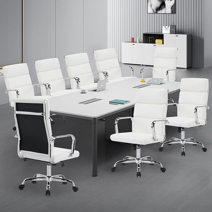 Office Chair Ergonomic Adjustable Desk Chair Mid Back Executive Comfortable Leather Lumbar Support Home Computer Chair with Padded Seat Swivel Wheels