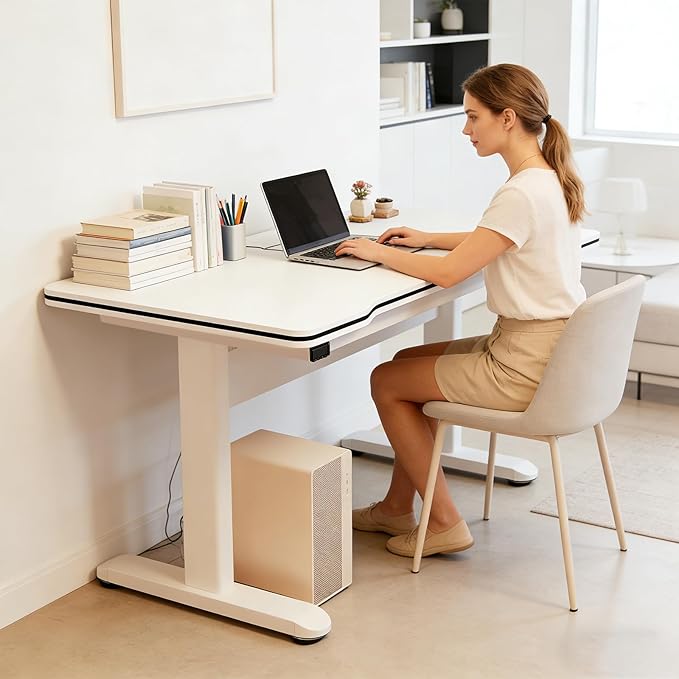 Gaming Desk Modern Simple Style Computer Desk with Sturdy Desktop for Home Office Bedroom Study Home Office Desk with Black Desktop Easy Assembly