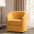 HULALA HOME Swivel Accent Chair with Gold Metal Base Contemporary Velvet Curved Swivel Barrel Chair Upholstered Club Armchair Leisure Single Sofa for Living Room Nursery Bedroom(Mustard)