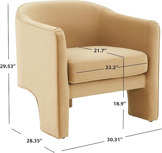 SAFAVIEH Couture Collection Londyn Light Brown Velvet Accent Chair (Fully Assembled)