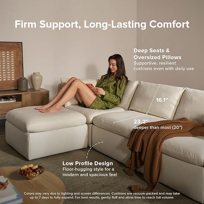 mopio Side Armrest Set for Modular Sectional Sofa Couch A Pair of Armrests to Extend or Update Your Sofa Modern Contemporary Module Piece for Living Room Off White Fabric