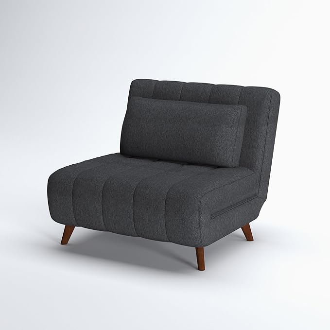 Artdeco Home 40 W Convertible Futon Chair with Matching Pillow(s) for Small Space Living Room and Apartment (03 Charcoal)