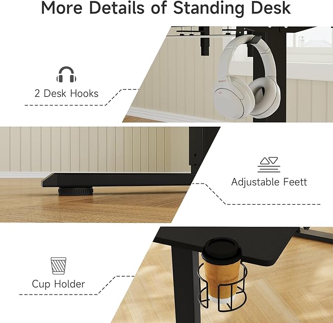 71 x 24 Inches Electric Standing Desk with 2 Monitor Shelves Adjustable Computer Desk from 28-46'' Sit to Stand UpHome Office Desk with Memory Controlller for Workstations Black