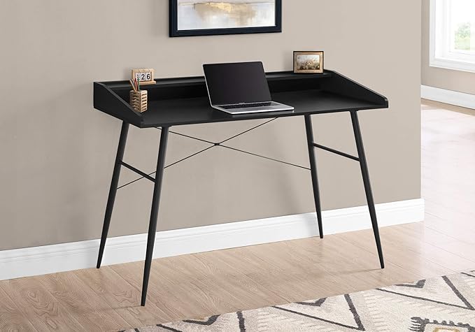 Penau Computer Desk for Home Office Black Laminate &amp Metal Storage Hutch with Cubbies Contemporary Design 47.25l x 23.75w x 34h Inchs