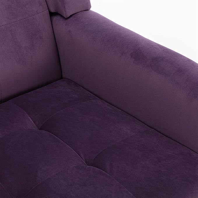 SSLine Velvet Accent Arm ChairMid-Century Modern Upholstered Wingback Single Sofa Armchair Club Chair with Solid Wood Legs Thick Cushion for BedroomReadingLiving Room Chair