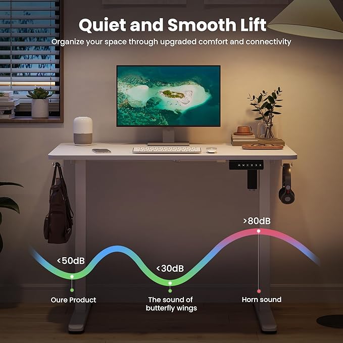 Casaphoria 40 x 24 inches Electric Standing Desk Sit to Stand Desk with Memory Height Adjustment Home Office Computer Desk for Writing and Games White