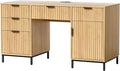 Fluted Executive Desk with File Drawer 55 Large Computer Desk with Storage and Charging Station Modern Wooden Home Office Desk for Workspace Writing Study Nautral Oak