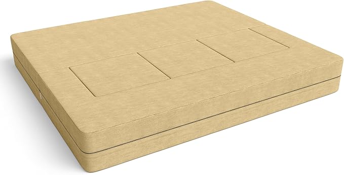 Jaxx Zipline Convertible Sleeper Sofa &amp Three Ottomans/California King-Size Bed Textured Microvelvet - Camel