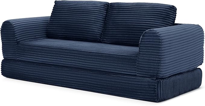 Foldable Boneless Love Seat Couches in a Box Modern Floor Foam Sleeper Sofa Bed 2-in-1 Convertible Cloud Sofa for Home Apartments Bedroom
