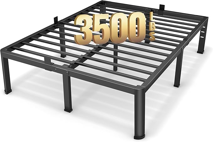 20 Inch Queen Size Metal Platform Bed Frame with Round Corners Storage Space Under High Bed Frame-Heavy Duty Steel Slats Support Noise Free - Easy Assembly - No Box Spring Needed