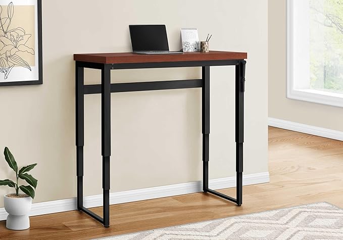 Computer Desk Home Office Standing Adjustable 48 l Work Laptop Brown Laminate Black Metal Contemporary Modern
