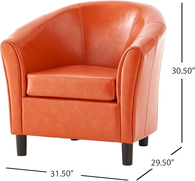 Christopher Knight Home Napoli Bonded Leather Club Chair Orange 31.69 by 27.92 by 30.7