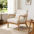 Mid Century Accent Chair Comfy Arm Chair with Solid Wood Frame Upholstered Modern Chair for Living Room Bedroom Waiting Room Beige