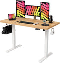 Monomi Electric Standing Desk 47.2 inches Height Adjustable Desk Ergonomic Computer Home Office Sit Stand Up Desk with Memory Preset Controller Two-Piece Desktop (Light Vintage Brown)