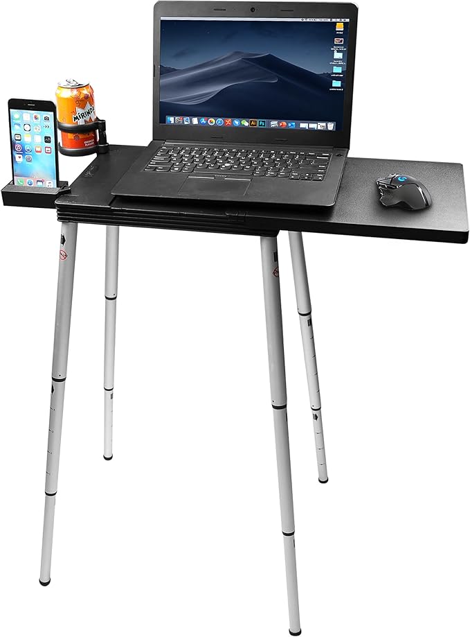 Portable Laptop Computer Stand Desk Table Compact Foldable Lightweight 3 lbs  Adjustable Height 19-29 inches For Remote Work Travel Home Office School