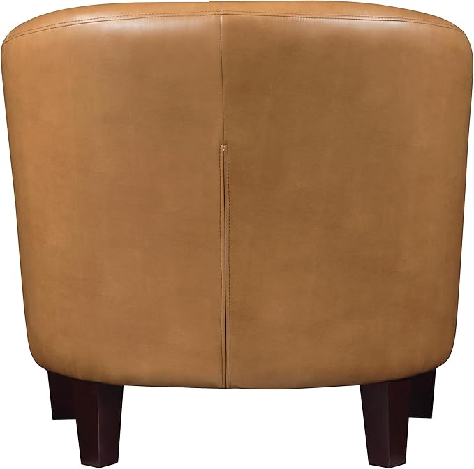 OSP Home Furnishings Ethan Tub Accent Chair with Dark Espresso Wood Legs Camel Faux Leather