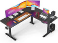 BANTI L-Shaped Standing Desk - 63 x 55 Inch Adjustable Corner Standing Desk with Charging Station - L Shape Sit Stand Table with Memory Controller Splice Board for Home Office Black