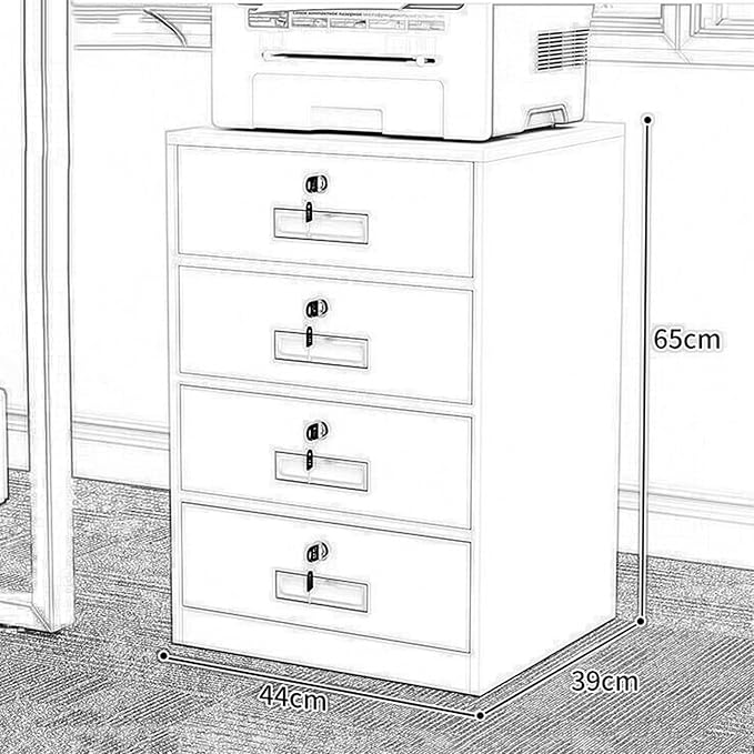 Filing Cabinet Under Desk with Lock Four Drawer Cabinet File Information Cabinet Tin File Cabinet (Color : White)