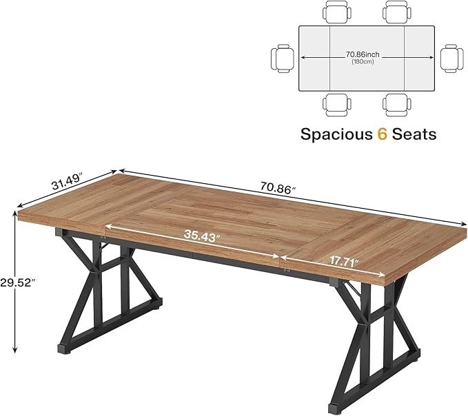 Tribesigns 70.8-Inch Executive Desk Large Computer Office Desk Workstation Modern Simple Style Laptop Desk Study Writing Table Business Furniture for Home Office (Light Brown 70.8 Inch)