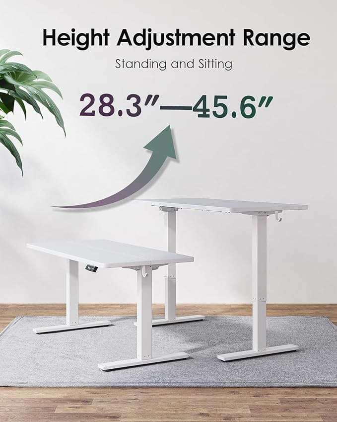 TIQLAB 63 x 24 Inch Electric Standing Desk Sit to Stand Up Work Home Office Table for Study Writing and Games Splice Board White
