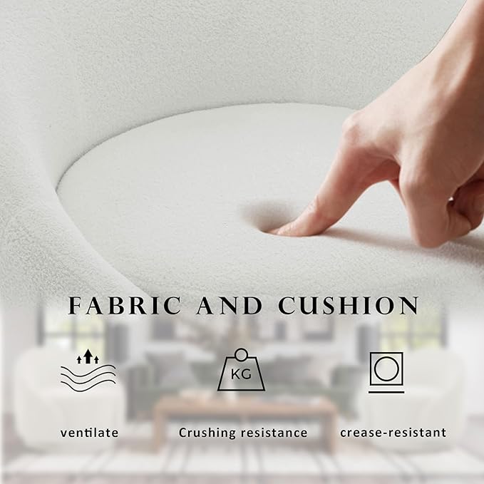 Swivel Barrel Accent Chair 360° Small Round Sofa Chair Comfy Modern Reading Armchair for Living Room Bedroom (Boucle White Set of 2)
