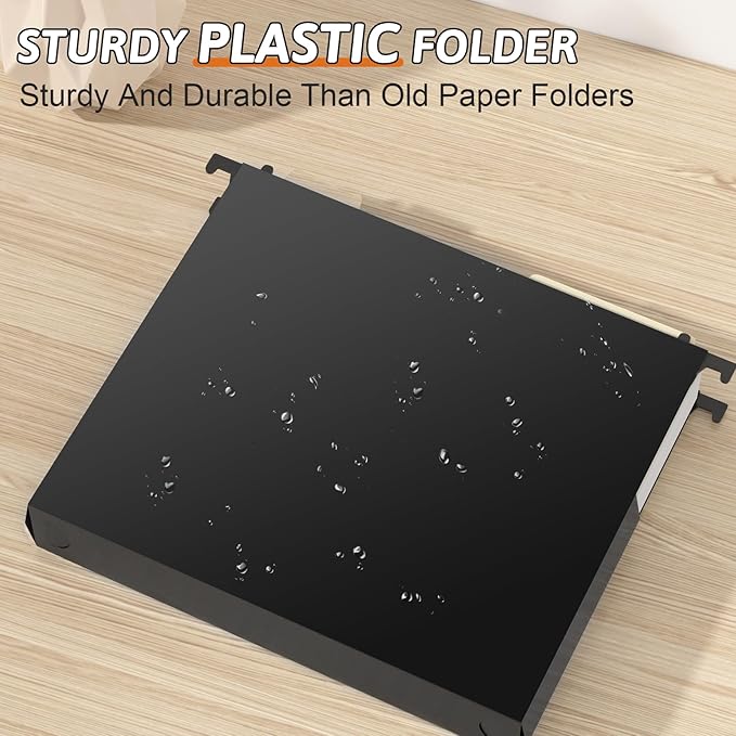 Plastic Extra Capacity Hanging File Folder Letter Size 12 Pack Reinforced Hang FoldersHeavy Duty 2 Inch ExpansionExpandable Hanging FoldersHanging Organizer Designed for Bulky Files (Black)