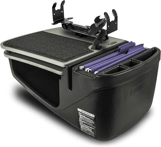 AutoExec AE-GMCD-PM-PS-GT GripMaster Car Desk for Your Vehicle Workstation and Mobile Office Grey with Phone Mount and Printer Stand