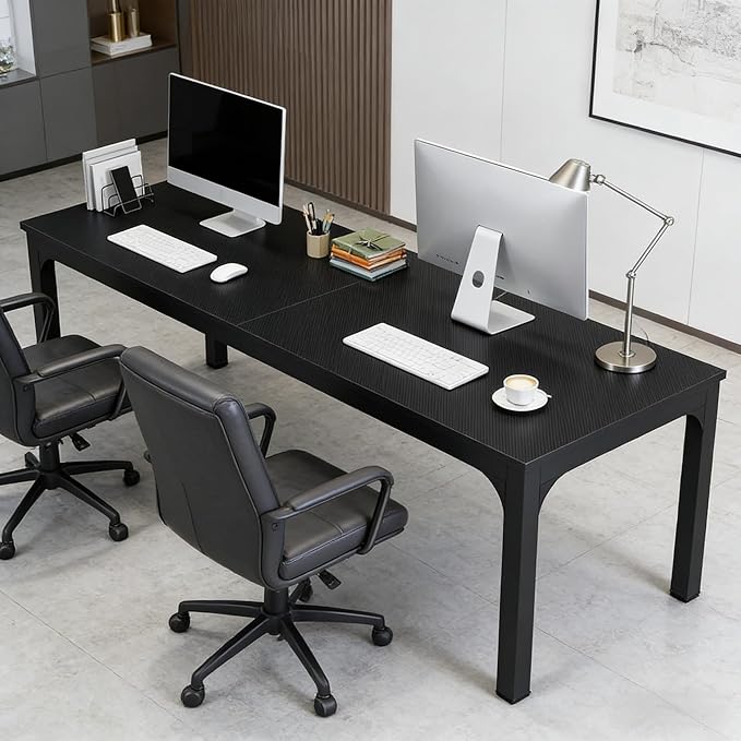 78 Inch Long Computer Desk 2 Person Executive Office Desk Extra Large Double Workstation Simple Study Student Writing Table for Home Office (Black)